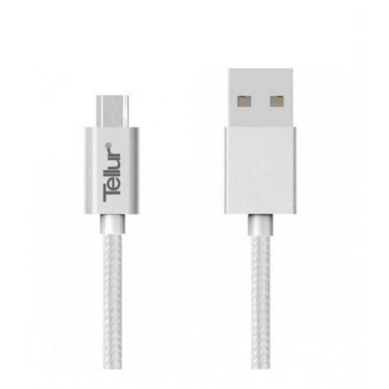 Tellur Data cable, USB to Micro USB, Nylon Braided, 1m silver