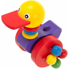 Pusher on a stick wooden walking duck