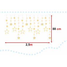 LED star curtain lights 2.5m 138LED warm white