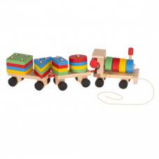 Wooden sorter dexterity puzzle train locomotive + wagons 30cm