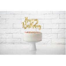 Daudz laimes dzimšanas dienā kūkas virsma,dekors zelts 22,5 cm