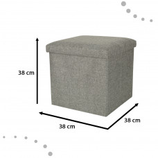 Folding pouffe with storage box grey 38x38x38cm