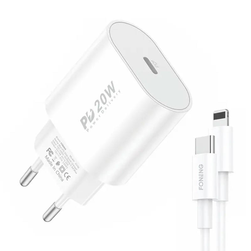 Foneng Fast charger Foneng 1x USB PD 3.0 EU39 + USB C to Lightning