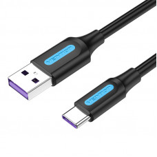 USB 3.0 A uz USB-C kabelis Vention COZBC 3A 0,25 m melns PVC