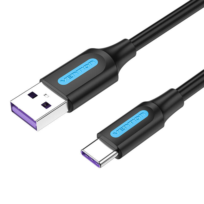 USB 3.0 A uz USB-C kabelis Vention COZBC 3A 0,25 m melns PVC