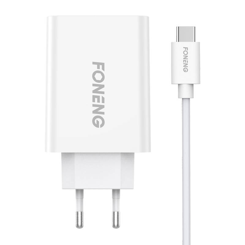 Ātrais lādētājs Foneng 1x USB EU43+ USB Type C kabelis