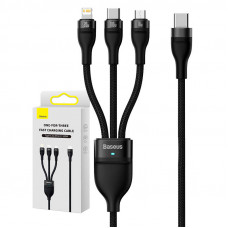 Baseus 3in1 USB cable Baseus Flash Series 2, USB-C + micro USB + Lightning, 100W, 1.5m (black)