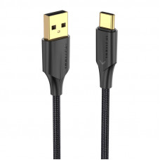 Kabelis no USB 2.0 uz USB-C Vention CTFBF LED 3A 1 m (melns)