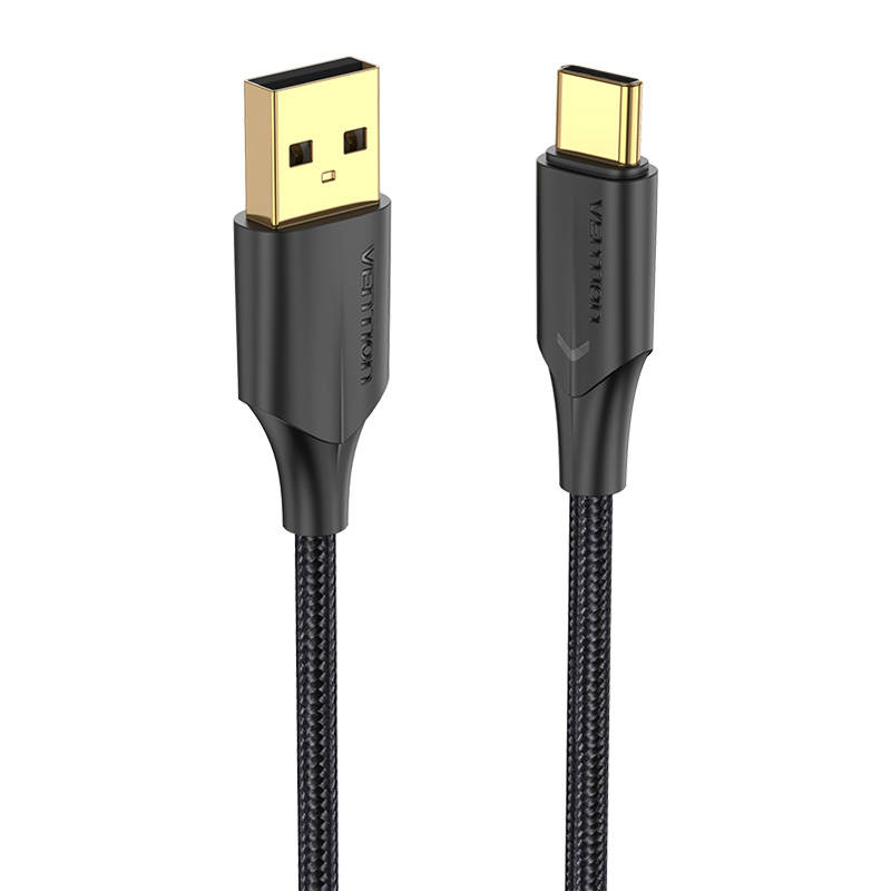 Kabelis no USB 2.0 uz USB-C Vention CTFBF LED 3A 1 m (melns)