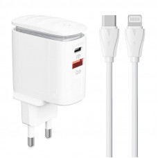 Sienas lādētājs LDNIO A2423C USB, USB-C + USB-C - Lightning kabelis