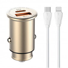 Ldnio C506Q USB, USB-C Car charger + USB-C - Lightning Cable