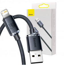 Baseus Crystal Shine kabelis USB uz Lightning, 2.4A, 2m (melns)