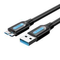 USB 3.0 A uz Micro-B kabelis Vention COPBD 2A 0,5 m melns PVC