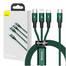 3-in-1 kabelis USB-C M+L+T 20W 1,5m (zaļš)