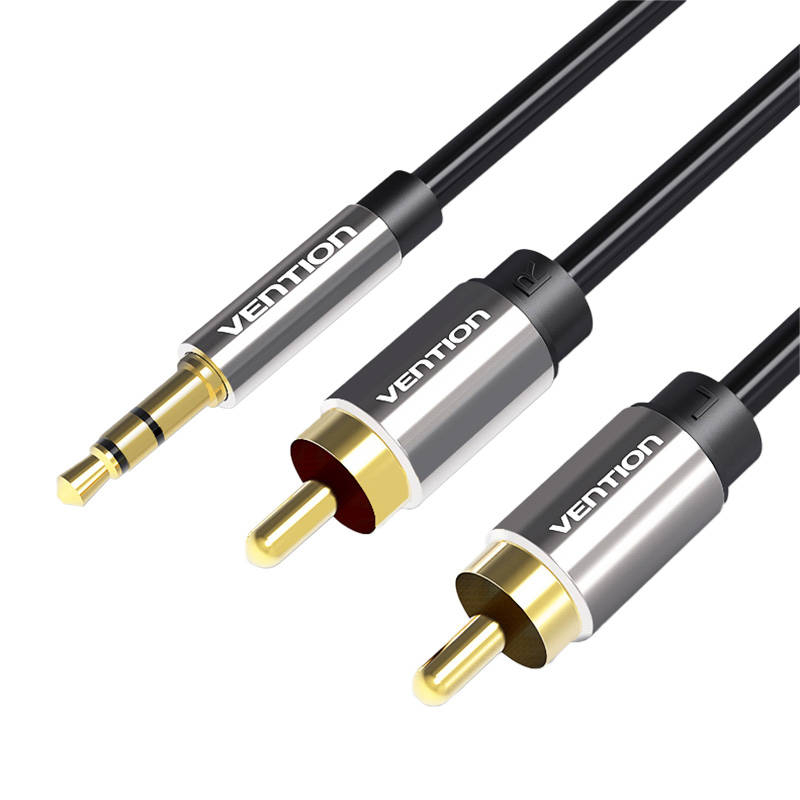 Audio kabelis 2xRCA uz 3,5 mm Vention BCFBF 1 m (melns)