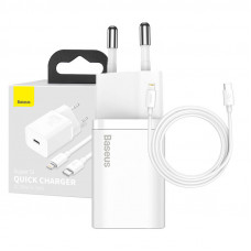 Baseus Super Si Quick Charger 1C 20W ar USB-C kabeli Lightning 1m (balts)