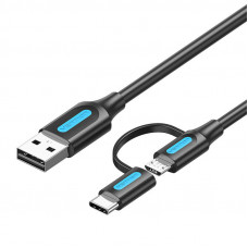 Vention Cable 2in1 USB 2.0 to USB-C/Micro USB Vention CQDBF 1m (black)