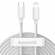 Baseus vienkāršā Wisdom datu kabeļa komplekts no USB-C līdz Lightning PD 20 W (2 gab./komplektā) 1,5 m balts