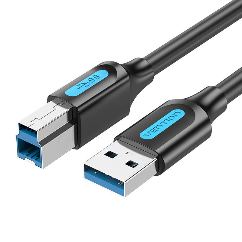 USB 3.0 A uz B drukas kabelis Vention COOBI 2A 3m Black PVC