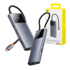 Baseus Hub 6in1 Baseus Metal Gleam 2 Series, USB-C to 2xUSB 3.0 +USB-C + HDMI + USB-C PD + Ethernet RJ45