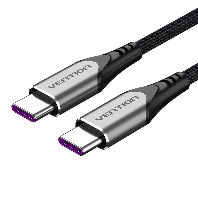 USB-C 2.0 uz USB-C kabelis Vention TAEHD 0,5 m PD 100 W pelēks