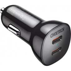 Auto telefona lādētājs Choetech TC0008 40W 2x USB-C