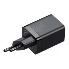 Ātrais sienas lādētājs USB + USB-C 30 W (melns)