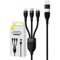 USB kabelis Baseus Flash Series 2, USB-C + micro USB + ātrais lādētājs, 100W, 1,2m (melns)