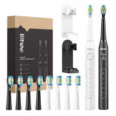 Bitvae Sonic toothbrushes with tips set and 2 holders Bitvae D2+D2 (white and black)