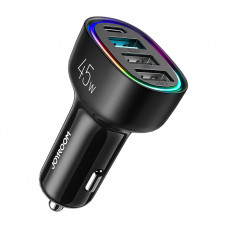 Joyroom Car charger Joyroom JR-CL09, 4-port, 1x USB-C PD, 1x QC3.0 USB, 2x USB (black)