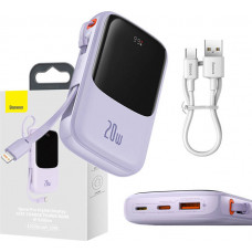 Baseus Powerbank Baseus Qpow Pro ar Lightning kabeli, USB-C, USB, 10000mAh, 20W (violeta)