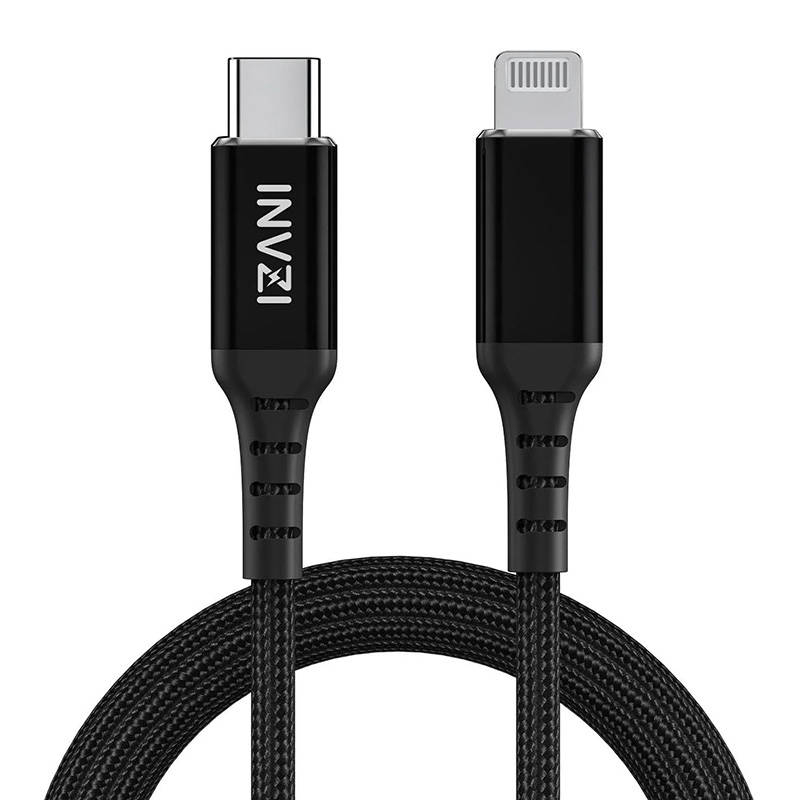 Invzi USB-C to Lightning Cable, MFi, 2m (Black)