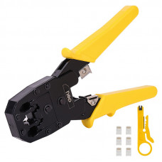 Deli Tools interneta kabeļu gofrētājs 4/6/8P RJ45/RJ14/RJ12/RJ9 Deli Tools EDL2468 (dzeltens)