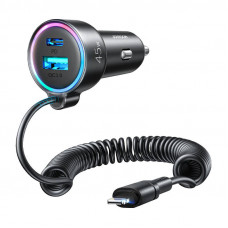 Joyroom Car charger Joyroom JR-CL08, 3-in-1, 1x USB + 1x PD, 55W + Lightning cable (black)