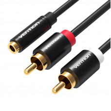 Audio kabelis 3,5 mm iekšpuse līdz 2 x RCA vīrišķā ,Vention VAB-R01-B100, 1 m, melns