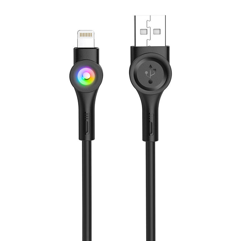 Foneng X59 USB to Lightning cable, LED, 3A, 1m (black)