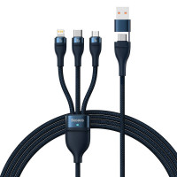 USB kabelis Baseus Flash Series 2, USB-C + micro USB + ātrais lādētājs, 100W, 1,2m (zils)