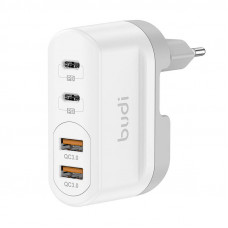 Budi Wall charger Budi 326TQE, 2xUSB-A, 2xUSB-C, 40W (white)