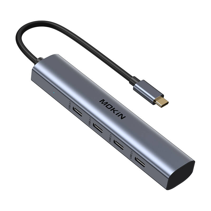 USB-C centrmezgls ar 10 Gbps 4 USB-C portiem (sudraba krāsā)