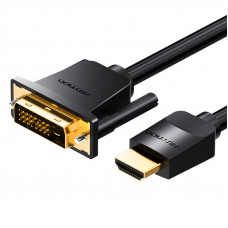 HDMI uz DVI (24+1) Kabelis ABFBF 1m, 4K 60Hz/ 1080P 60Hz (melns)