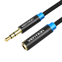 Audio kabelis,pagarinātājs, Pīts 3,5 mm vīrišķais-sieviete Vention VAB-B06-B300-M 3m melns