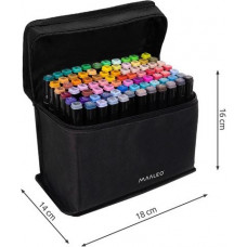 Double-sided alcohol markers in case 80 + stand