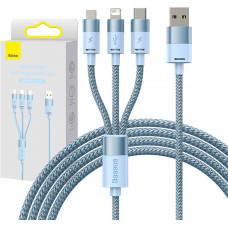 3in1 USB kabelis Baseus StarSpeed ​​Series, USB-C + Micro + Lightning 3,5A, 1,2m (zils)