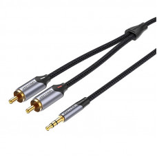 Audio kabelis 2xRC uz 3,5 mm Vention BCNBL 10 m (pelēks)