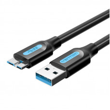 USB 3.0 A uz Micro-B kabelis Vention COPBC 2A 0,25m melns PVC