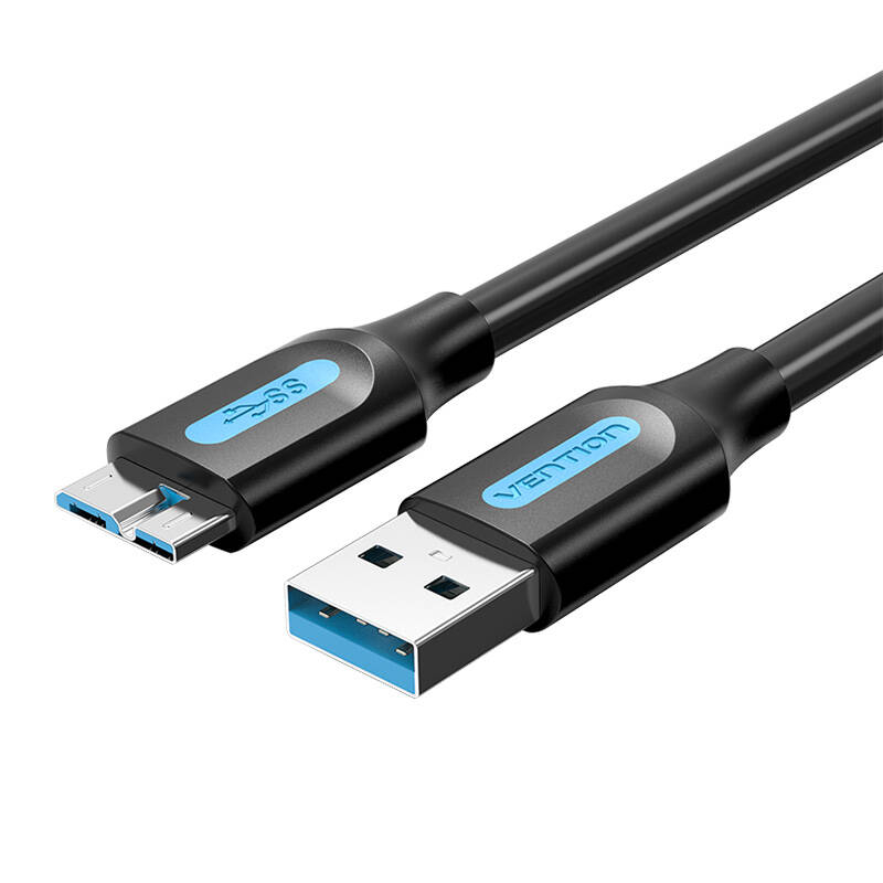 USB 3.0 A uz Micro-B kabelis Vention COPBC 2A 0,25m melns PVC