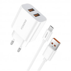 Ātrais lādētājs Foneng 2x USB EU45 + USB Micro kabelis