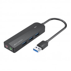 Vention Hub USB 3.0 3-Port with Sound Card 2x TRS 3,5mm CHIBB 0.15m Black