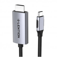 Lention CU707 USB-C uz HDMI 2.0 kabelis, 4K60Hz, 1Gbps, 3m (pelēks)