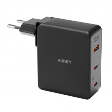 Sienas lādētājs Aukey PA-B7O, 1xUSB-A, 2xUSB-C, 140W GaN (melns)